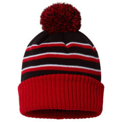 Richardson Stripe Pom Beanie with Cuff - 90751_f_fl