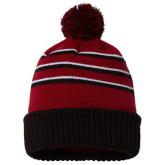 Richardson Stripe Pom Beanie with Cuff - 90752_f_fl