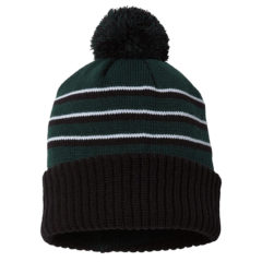 Richardson Stripe Pom Beanie with Cuff - 90753_f_fl