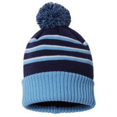 Richardson Stripe Pom Beanie with Cuff - 90755_f_fl