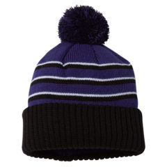 Richardson Stripe Pom Beanie with Cuff - 90758_f_fl