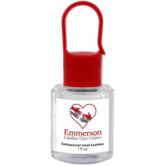 Hand Sanitizer with Carabiner Cap – 1 oz - 9229_RED_White_Label