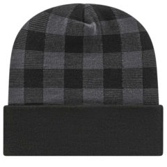 Cap America Plaid Knit Beanie with Cuff - 94074_f_fl