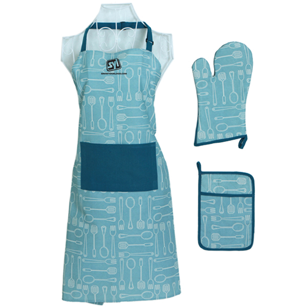 Apron – Pot Holder Set - apronpotholdersetsapphirefuturechef