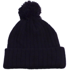 Beanie with Pom - beaniewpomblack