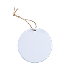 Ornament – Ceramic Round with Full Color Imprint - circleceramicornamentwhite