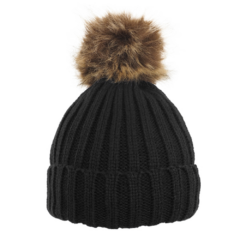 Cable Knit Beanie With Removable Pom - removeablepombeanieblack