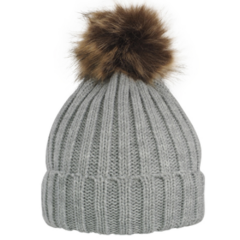 Cable Knit Beanie With Removable Pom - removeablepombeaniegrey