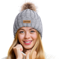 Cable Knit Beanie With Removable Pom - removeablepombeanieinuse