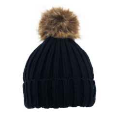 Cable Knit Beanie With Removable Pom - removeablepombeanienavy