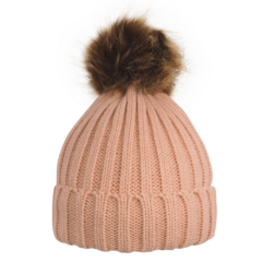 Cable Knit Beanie With Removable Pom - removeablepombeaniepink
