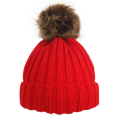 Cable Knit Beanie With Removable Pom - removeablepombeaniered