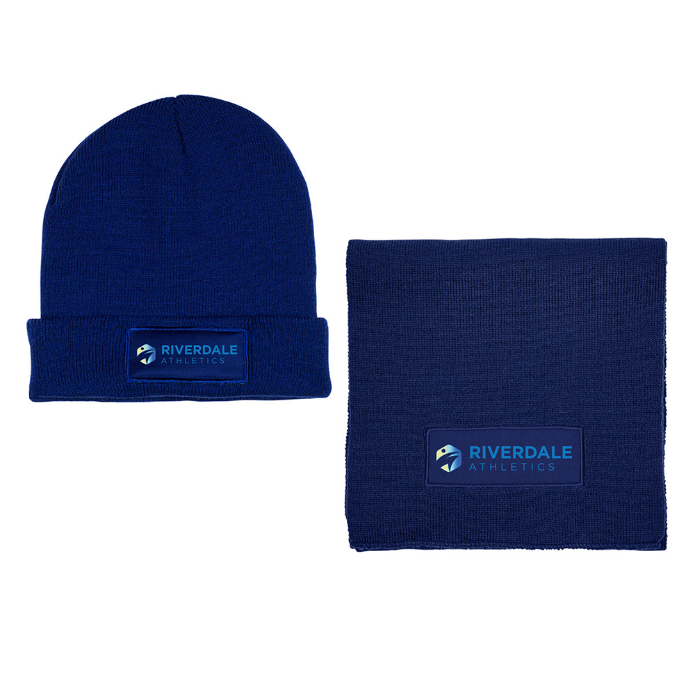 Acrylic Knit Scarf and Beanie with Patch Set - ap904_54_z_ftdeco