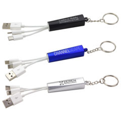 Trey 3-in-1 Light-Up Charging Cable with Keychain - eac-ty20