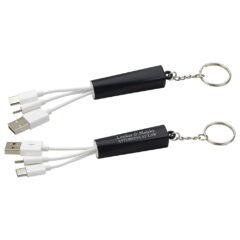 Trey 3-in-1 Light-Up Charging Cable with Keychain - eac-ty20bk