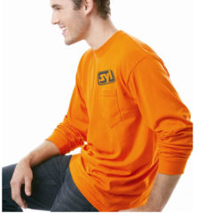 Bayside USA Made 50/50 Long Sleeve T-Shirt with a Pocket - 129_fl
