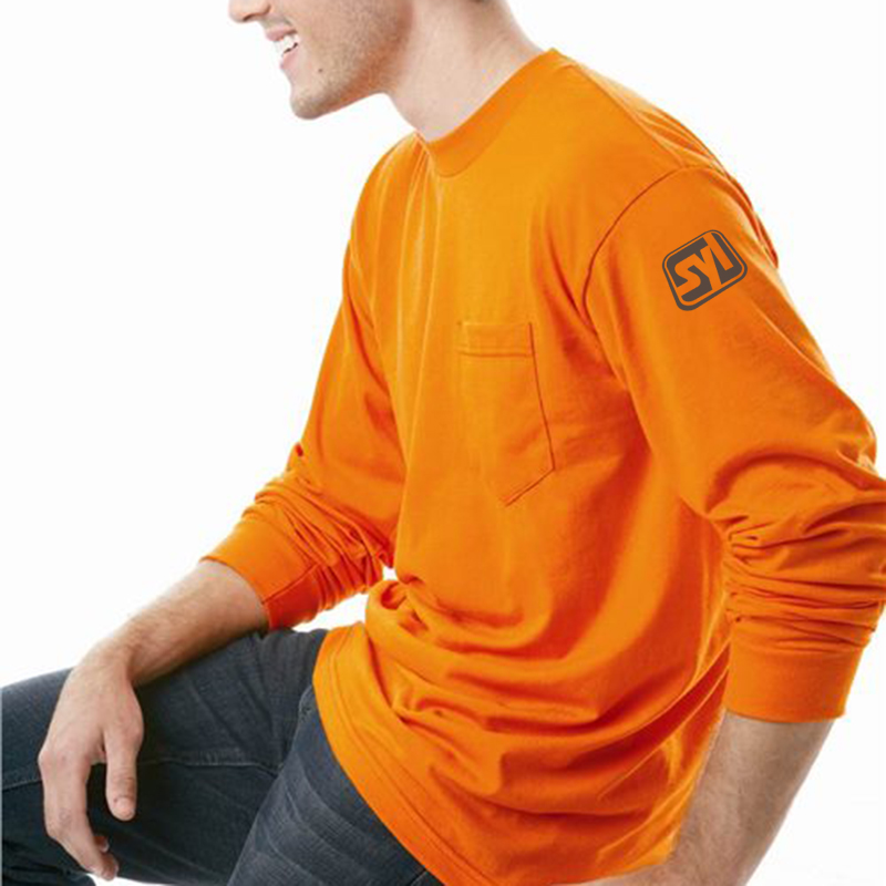 Bayside USA Made 50/50 Long Sleeve T-Shirt with a Pocket - 129_fm