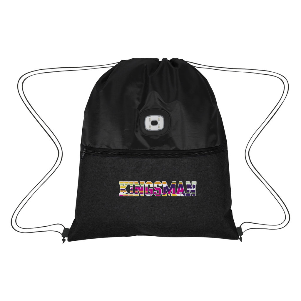 COB Light-Up Heathered Drawstring Backpack - 3891_BLKBLK_Colorbrite