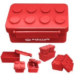 Building Blocks Stackable Lunch Containers - 78123_RED_Silkscreen