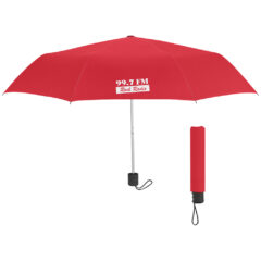 Eco-Friendly Telescopic Umbrella with 100% rPET Canopy - 4100_RED_Silkscreen