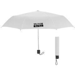 Eco-Friendly Telescopic Umbrella with 100% rPET Canopy - 4100_WHT_Silkscreen