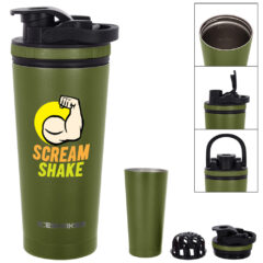Ice Shaker Stainless Steel Bottle – 26 oz - 5568_ARMY_Colorbritedrinkware