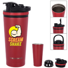 Ice Shaker Stainless Steel Bottle – 26 oz - 5568_RED_Colorbritedrinkware