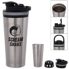 Ice Shaker Stainless Steel Bottle – 26 oz - 5568_SIL_Horizontal_Silkscreen