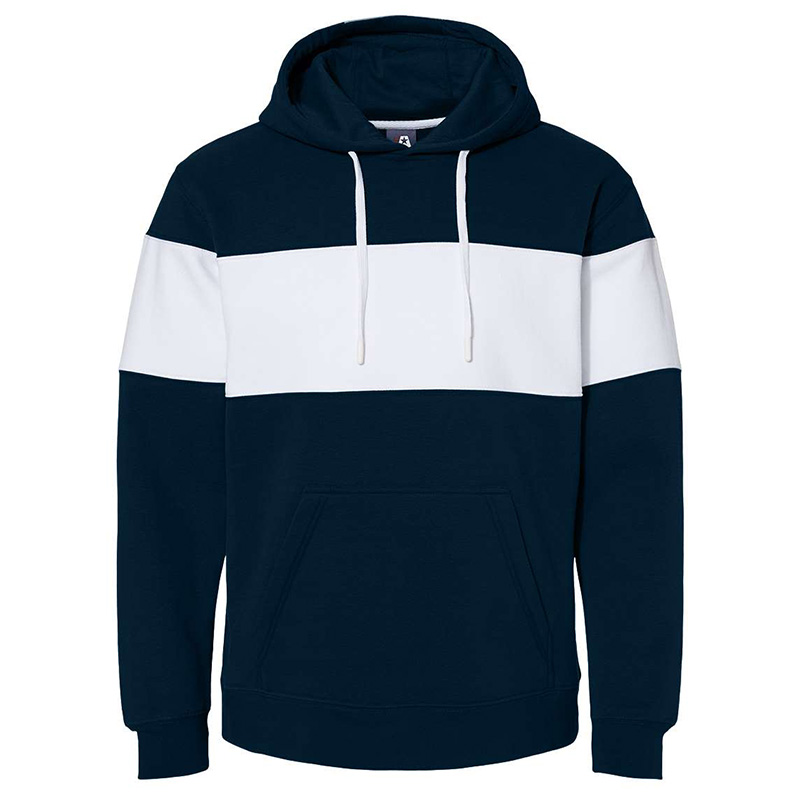J. America Varsity Fleece Colorblocked Hooded Sweatshirt - Show Your Logo