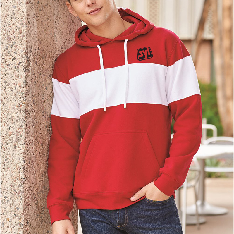 J. America Varsity Fleece Colorblocked Hooded Sweatshirt - 9115_fl