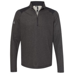 Adidas Heathered Quarter Zip Pullover with Colorblocked Shoulders - black