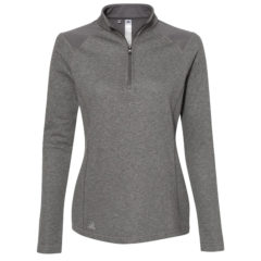 Adidas Women’s Heathered Quarter Zip Pullover with Colorblocked Shoulders - grey