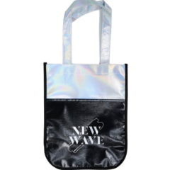 Laminated Iridescent Fashion Tote - iridescentfashionsilver