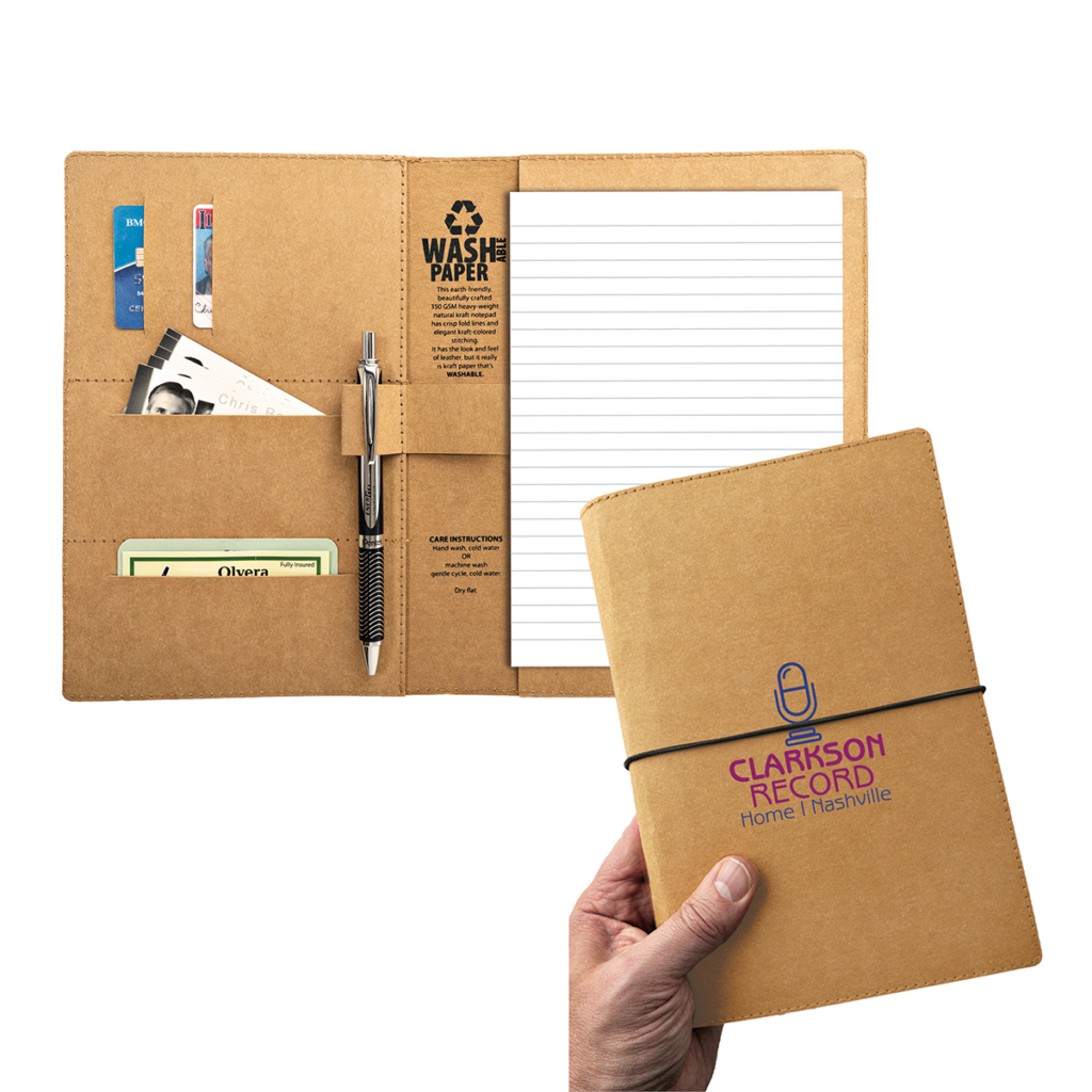 STORM – Washable Kraft Paper Padfolio with Strap Closure – 6″ x 9″ - Storm 8211 Washable Kraft Paper Padfolio with Strap Closure 8211 62159
