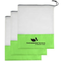 Market Mesh Set with 100% rPET Material – 3 Piece - 30016_WHTLIME_Silkscreen