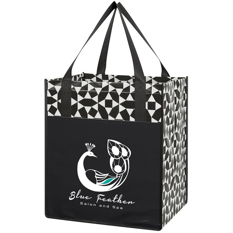 Geometric Non-Woven Shopping Tote Bag - 3398_BLK_Colorbrite 1