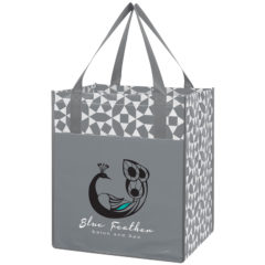 Geometric Non-Woven Shopping Tote Bag - 3398_GRA_Colorbrite