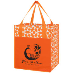 Geometric Non-Woven Shopping Tote Bag - 3398_ORN_Silkscreen