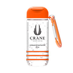Color Burst Hand Sanitizer with Carabiner – 1 oz. - 90040_CLRORN_Padprint 1