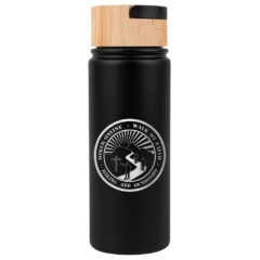 Vacuum Sealed Stainless Water Bottle with Bamboo Lid – 20 oz - black
