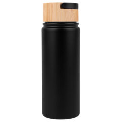 Vacuum Sealed Stainless Water Bottle with Bamboo Lid – 20 oz - blackblank