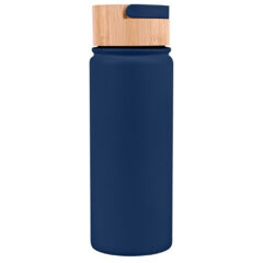 Vacuum Sealed Stainless Water Bottle with Bamboo Lid – 20 oz - blue