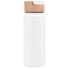 Vacuum Sealed Stainless Water Bottle with Bamboo Lid – 20 oz - whiteblank
