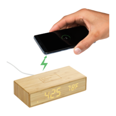 Bamboo Wireless Charging Desk Clock - 7143-07-4