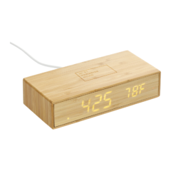 Bamboo Wireless Charging Desk Clock - 7143-07-9
