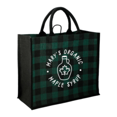 Buffalo Plaid Printed Jute Tote - Buffalo Plaid Printed Jute Tote 8211 green