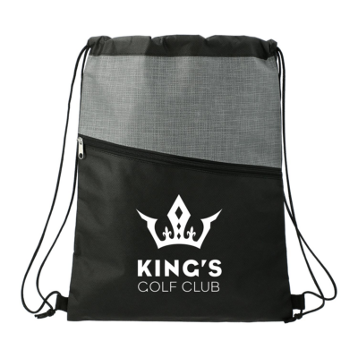 Cross Weave Zippered Drawstring Bag