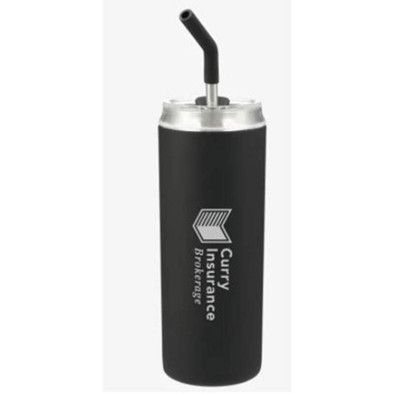 Marka Copper Vacuum Tumbler with Stainless Steel Straw – 20 oz - black