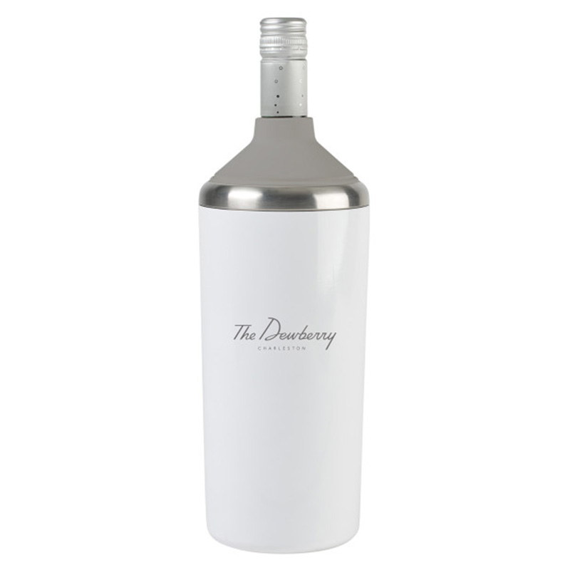 Aviana™ Magnolia Double Wall Stainless Wine Bottle Cooler - white