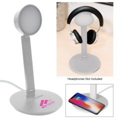 Vanity Light Wireless Charger with Headphone Stand - 25022_WHT_Silkscreen